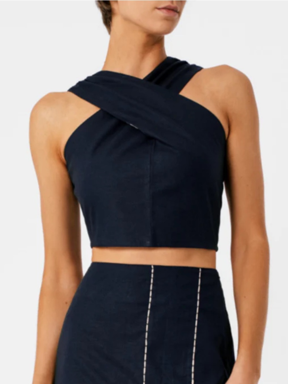 Encantadore Cate Cross-Front Navy Crop Top NWT medium